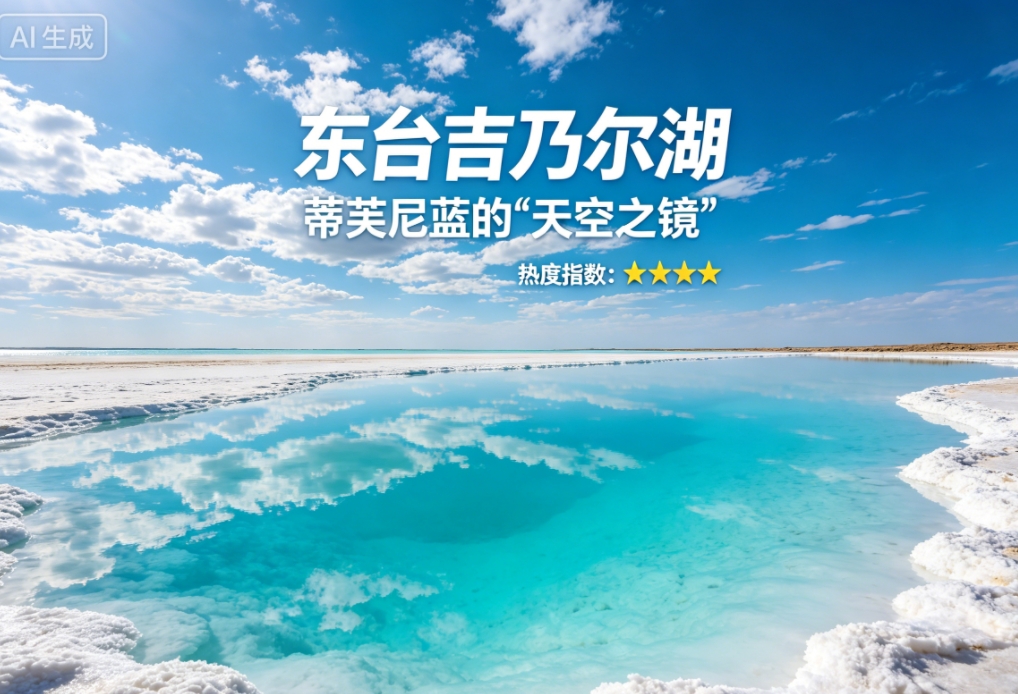东台吉乃尔湖｜蒂芙尼蓝的 “天空之镜”（热度指数：★★★★★）