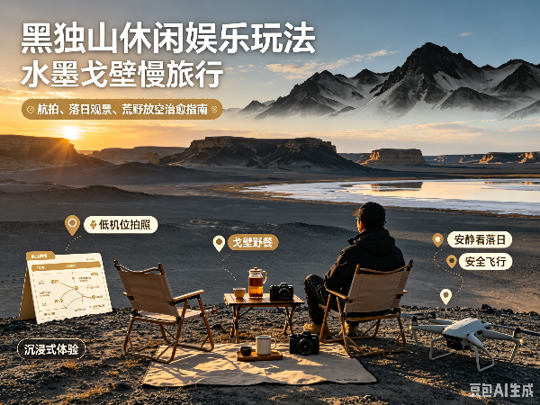 2026黑独山休闲娱乐玩法｜水墨戈壁慢旅行，航拍、落日观景、荒野放空治愈指南