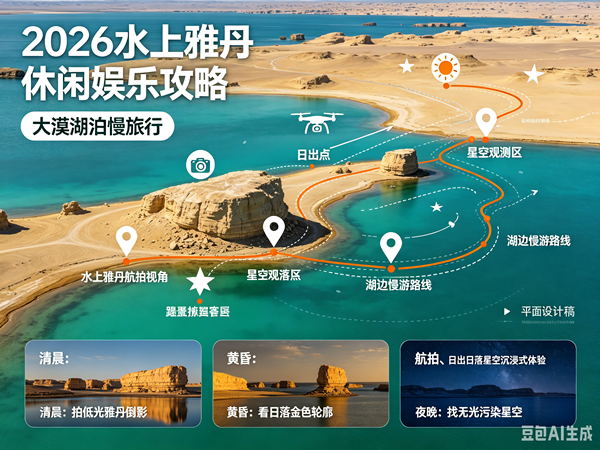 2026水上雅丹休闲娱乐攻略｜大漠湖泊慢旅行，航拍、日出日落星空沉浸式体验