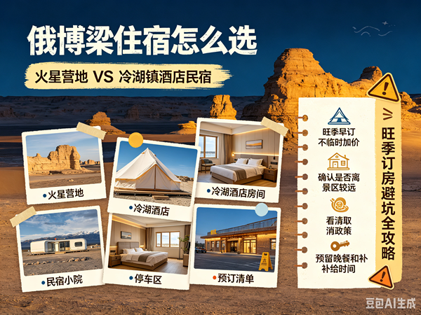 2026俄博梁住宿怎么选｜火星营地 VS 冷湖镇酒店民宿，旺季订房避坑全攻略
