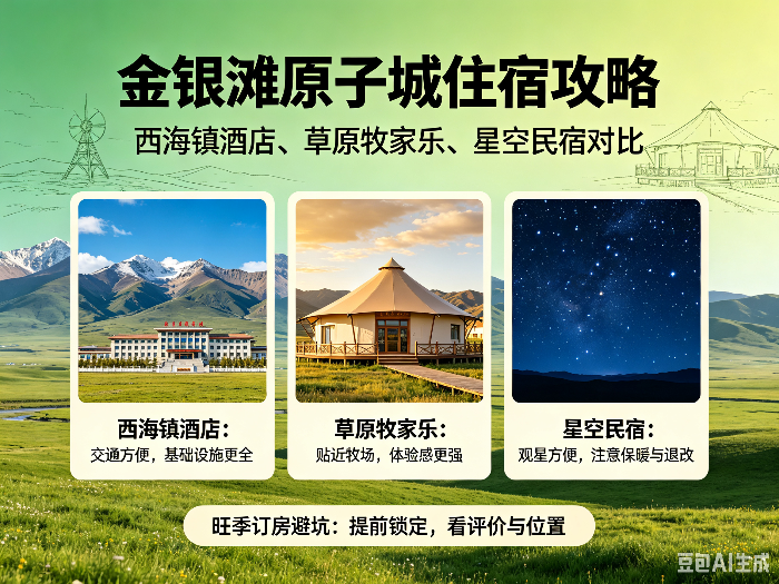 2026金银滩原子城住宿攻略|西海镇酒店、草原牧家乐、星空民宿对比,旺季订房避坑