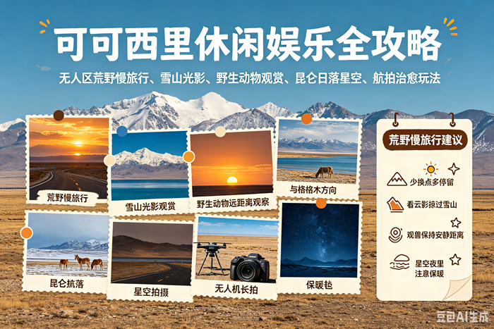 2026可可西里休闲娱乐全攻略|无人区荒野慢旅行、雪山光影、野生动物观赏、昆仑日落星空、航拍治愈玩法